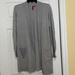 Elegant Light Gray Open Front Cardigan